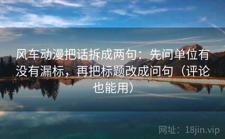 风车动漫把话拆成两句：先问单位有没有漏标，再把标题改成问句（评论也能用）